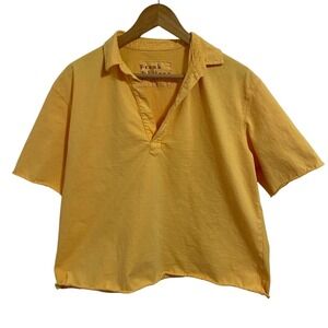 Frank and Eileen Patty Short Sleeve Popover Henley In Tangerine Shirt Size Large